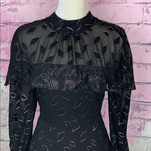 Bcbgmaxazria metallic clip dot ruffle dress 0 NWT - Picture 4 of 8